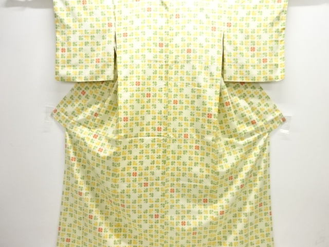 クローバー模様織り出しお召着物